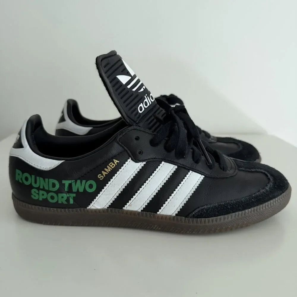 Adidas Samba Round Two Sneaker Mens 7.5 Black Leather Sport Sean Wotherspoon